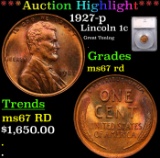 ***Auction Highlight*** 1927-p Lincoln Cent 1c Graded ms67 rd By SEGS (fc)
