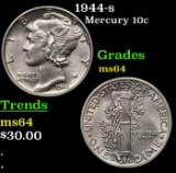 1944-s Mercury Dime 10c Grades Choice Unc