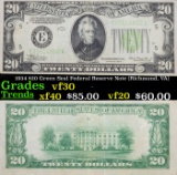 1934 $20 Green Seal Federal Reserve Note (Richmond, VA) Grades vf++