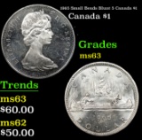 1965 Small Beads Blunt 5 Canada $1 Grades Select Unc