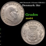 1968 Denmark 5 Kroner KM-853.1 Grades Choice Unc