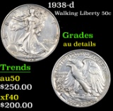 1938-d Walking Liberty Half Dollar 50c Grades AU Details