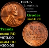 1921-p Lincoln Cent 1c Grades Choice+ Unc RD