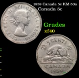 1959 Canada 5c KM-50a Grades xf