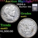 ***Auction Highlight*** 1894-o Barber Half Dollars 50c Graded ms63 By SEGS (fc)