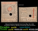 Massachusetts Colonial Currency May 5th, 1780 20 Dollars (20d) Fr-MA285 Printed By Hall & Sellers Gr