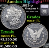 ***Auction Highlight*** 1892-p Morgan Dollar $1 Graded ms63+ PL By SEGS (fc)