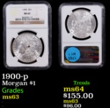 NGC 1900-p Morgan Dollar $1 Graded ms63 By NGC
