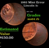 1982 Lincoln Cent Mint Error 1c Grades Choice Unc RB