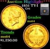 ***Auction Highlight*** 1851 Gold Dollar TY-I $1 Graded ms64 By SEGS (fc)