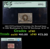 PCGS 1863 US Fractional Currency 25c Second Issue fr-1286 Washington In Oval W/ Surcharge '18-63' 'S