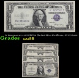 5x Non-consecutive 1935C/D/E $1 Blue Seal Silver Certificates, All AU Grade Grades Choice AU