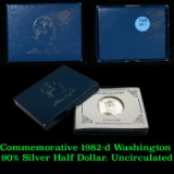 Commemorative 1982-d Washington 90% Silver Half Dollar. Sealed and Uncirculated. Modern Commem Half