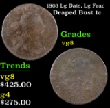 1803 Lg Date, Lg Frac Draped Bust Large Cent 1c Grades vg, very good