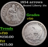 1854 arrows Seated Liberty Quarter 25c Grades vf, very fine