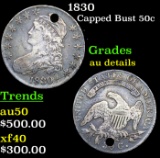 1830 Capped Bust Half Dollar 50c Grades AU Details