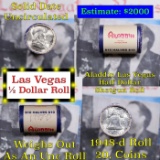 Old Casino Uncirculated Solid Date 1948-D Franklin 50c Roll $10 Halves Las Vegas Aladdin Wrapper