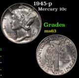 1945-p Mercury Dime 10c Grades Select Unc