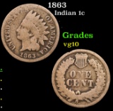 1863 Indian Cent 1c Grades vg+