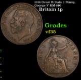 1916 Great Britain 1 Penny, George V KM-810 Grades vf++