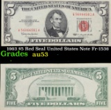 1963 $5 Red Seal United States Note Fr-1536 Grades Select AU