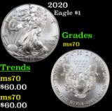 2020 Silver Eagle Dollar $1 Grades ms70, Perfection