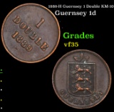 1889-H Guernsey 1 Double KM-10 Grades vf++