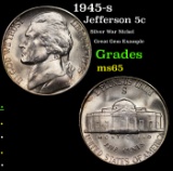 1945-s Jefferson Nickel 5c Grades GEM Unc