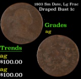 1803 Sm Date, Lg Frac Draped Bust Large Cent 1c Grades ag