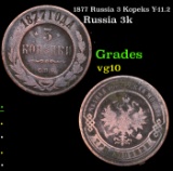 1877 Russia 3 Kopeks Y-11.2 Grades vg+