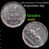 1965 Argentina 10 Pesos KM-60 Grades Select Unc