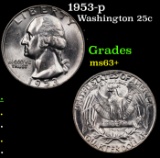 1953-p Washington Quarter 25c Grades Select+ Unc