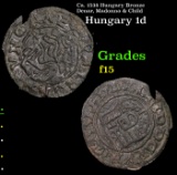 Ca. 1538 Hungary Bronze Denar, Madonna & Child Grades f+