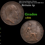 1902 Great Britain 1 Penny, Edward VII, High Sea Level KM-794.2 Grades vf++