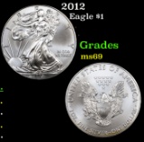 2012 Silver Eagle Dollar $1 Grades ms69