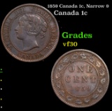 1859 Canada 1c, Narrow 9 Grades vf++