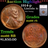 ***Auction Highlight*** 1914-p Lincoln Cent 1c Graded ms66 rb By SEGS (fc)
