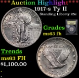 ***Auction Highlight*** 1917-s Ty II Standing Liberty Quarter 25c Graded Select Unc FH By USCG (fc)