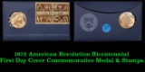1972 American Revolution Bicentennial First Day Cover Commemorative Medal & Stamps.