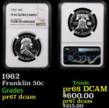 Proof NGC 1962 Franklin Half Dollar 50c Graded pr67 dcam By NGC