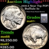 ***Auction Highlight*** 1938-d Buffalo Nickel Near Top POP! 5c Graded ms67+ By SEGS (fc)