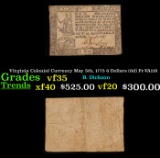 Virginia Colonial Currency May 5th, 1775 6 Dollars (6d) Fr-VA118 Grades vf++