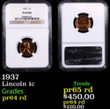 Proof NGC 1937 Lincoln Cent 1c Graded pr64 rd By NGC