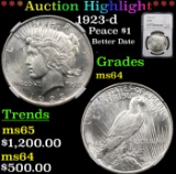 ***Auction Highlight*** NGC 1923-d Peace Dollar $1 Graded ms64 By NGC (fc)