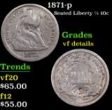 1871-p Seated Liberty Half Dime 1/2 10c Grades vf details