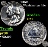 Proof 1953 Washington Quarter 25c Grades GEM+ Proof