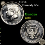 Proof 1964 Kennedy Half Dollar 50c Grades GEM+ Proof