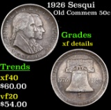 1926 Sesqui Old Commem Half Dollar 50c Grades xf details