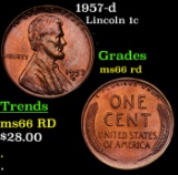 1957-d Lincoln Cent 1c Grades GEM+ Unc RD