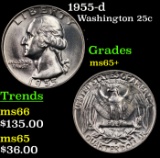1955-d Washington Quarter 25c Grades GEM+ Unc